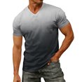 thumbnail image 3 of Men's Gradient V-Neck T-Shirt With Short Sleeve And Chest Pocket Featuring Tie Dye Casual Tee For Summer Spring Streetwear Outfits Gym Workout Light Blue S, 3 of 9
