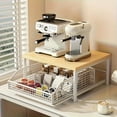 thumbnail image 4 of Kitchen Microwave Stand with Storage Basket, Countertop Storage Rack, White, 4 of 5