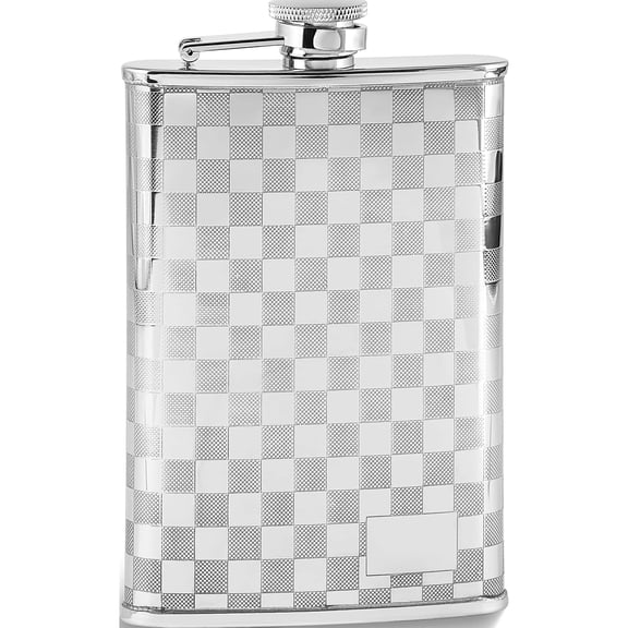 Fashion Polished Stainless Steel Checkerboard 8Oz Flask (4 X 1) Made In China gl8835