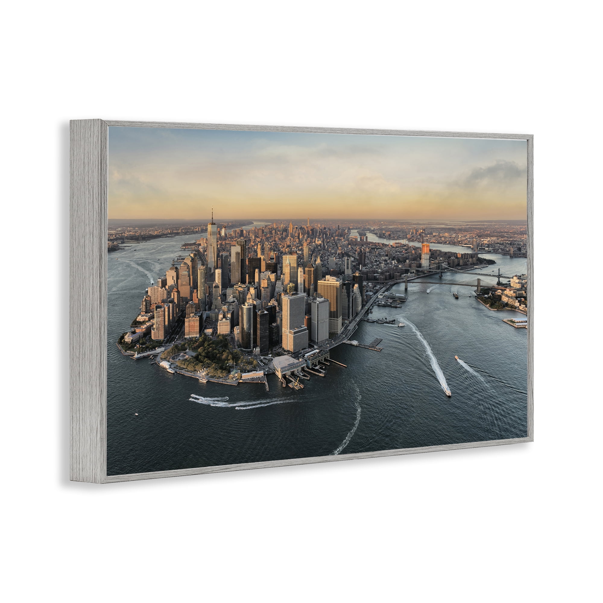 Stupell Industries Manhattan From Above Gray Framed Giclee Art, design by Scott Stulberg