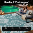 thumbnail image 7 of SIXHOME 8'x10' Waterproof Reversible Outdoor Rug with LED Strip Lights, Coastal Ocean-Inspired Patio Rug, Lightweight Woven Plastic Carpet for RV, Camping, Deck & Balcony, Teal, 7 of 7