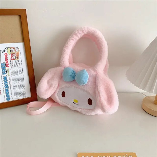 Bolsa de peluche de Hello Kitty para niños, mochila cruzada suave de dibujos animados, regalo de cumpleaños, Kawaii, Cinnamoroll Kuromi