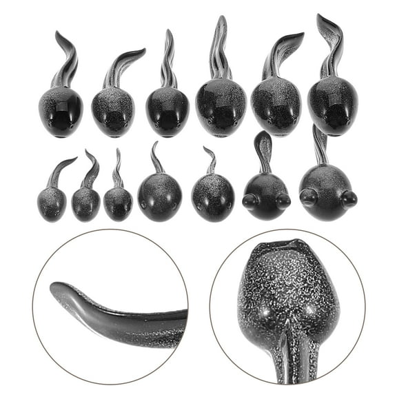 UEETEK Miniature Tadpole Figurines Black 13Pcs