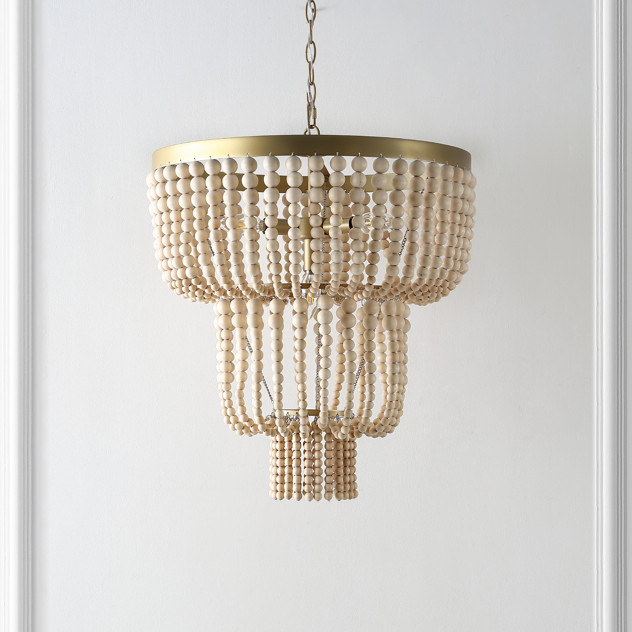 Safavieh Aleynne 4-Light 20.75" Glam Iron Chandelier, Gold/Natural
