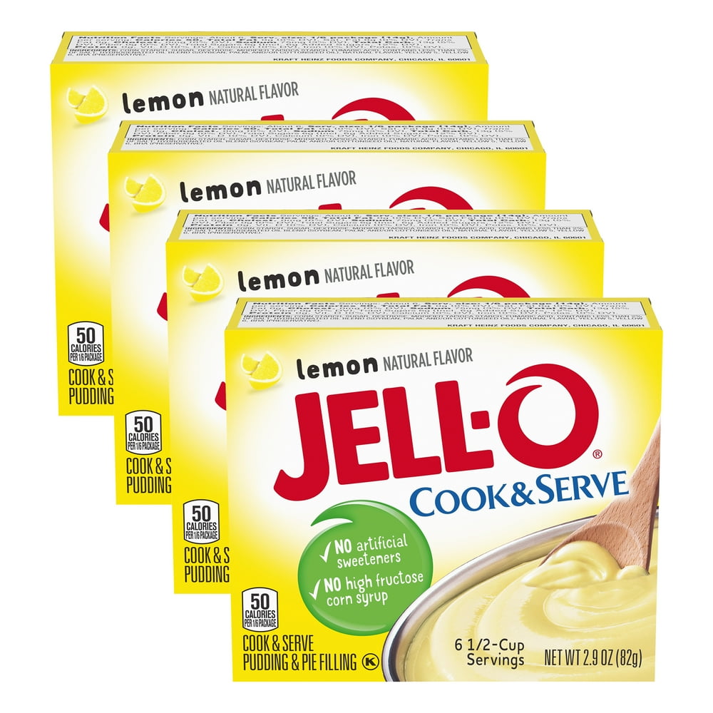 JellO Cook and Serve Lemon Pudding, 2.9 oz Box (Pack4)