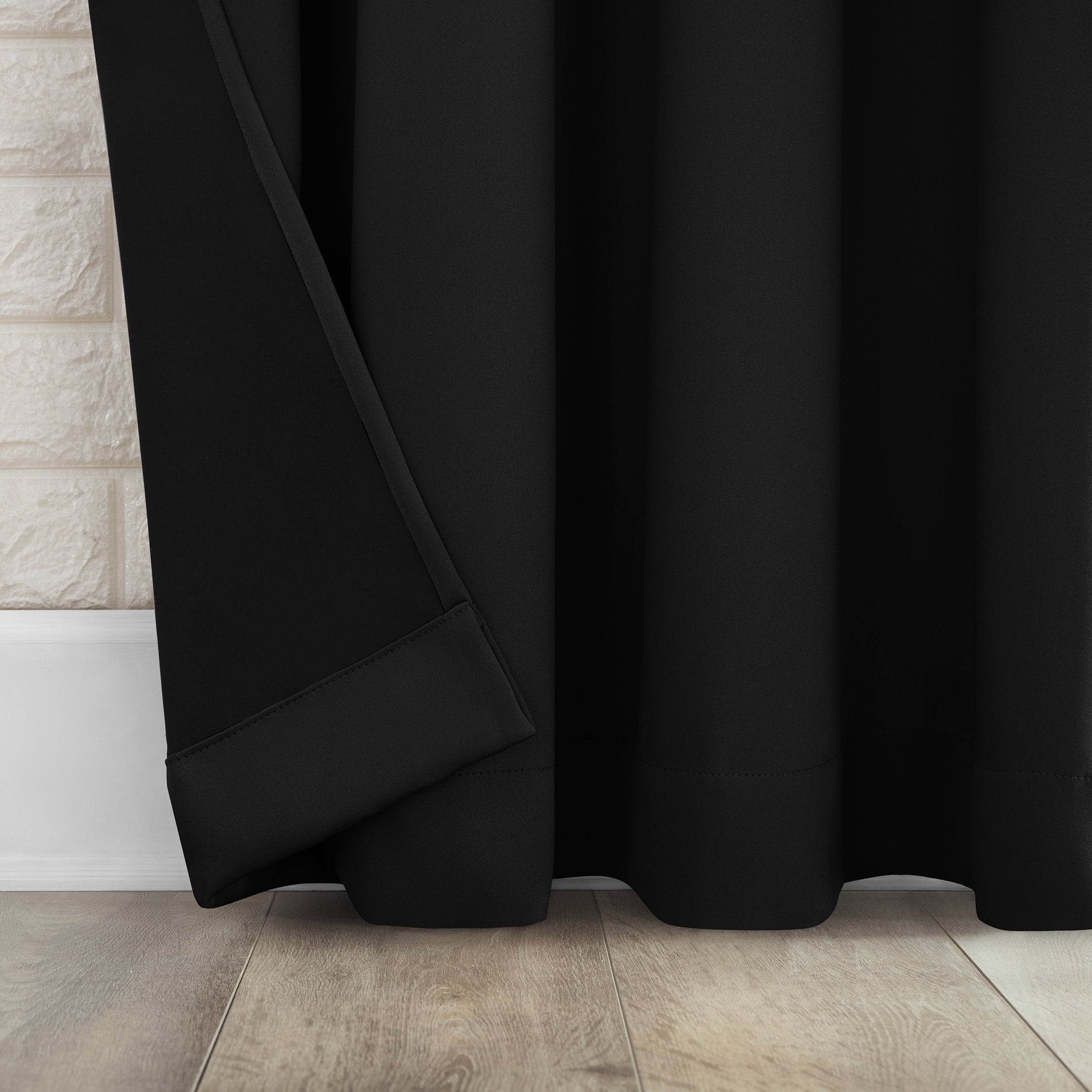 Sun Zero Bergen Theater Grade Extreme 100% Blackout Rod Pocket Curtain Panel, 40"X84", Black
