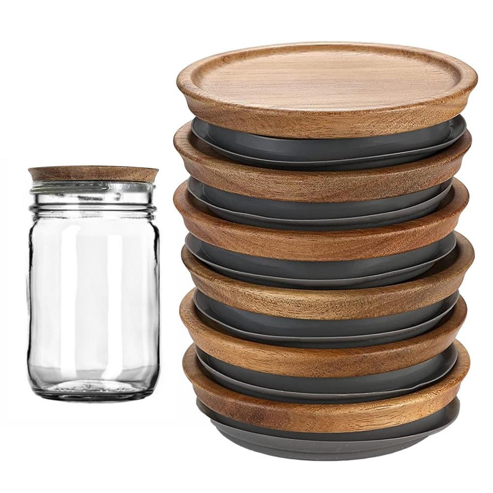 Mason Jar Lids 6 Pack Mason Jar Lids Wide Mouth With Wood Wide