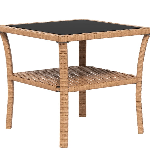 PE Rattan   Tempered Glass Top / Versatile Use for Outdoor Dining & Gaming