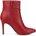 thumbnail image 5 of DARING DIVA Women's Stylish Buckle Strap Stiletto Heels Ankle Boots Red US 8, 5 of 6