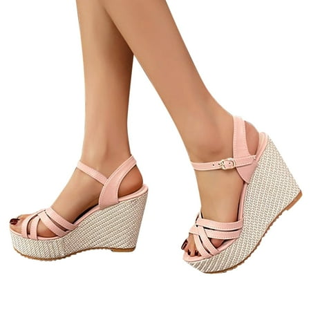 

HIBRO Fashion Womens Casual Shoes Breathable Wedges Thick Soled Outdoor Leisure Sandals