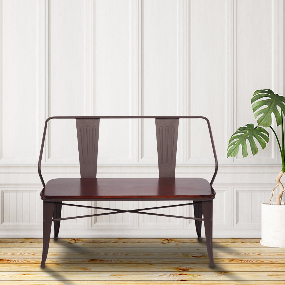 Kepooman 45" Home Metal Hight Back Bench for Garden Patio, Brown Kepooman 45" Home Metal Hight Back Bench for Garden Patio, Brown