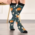 thumbnail image 5 of FORMRS Womens Knee High Socks Casual Long Thick Travel Daily Wear, 1 Pair, Green Floral Oranges, 5 of 6