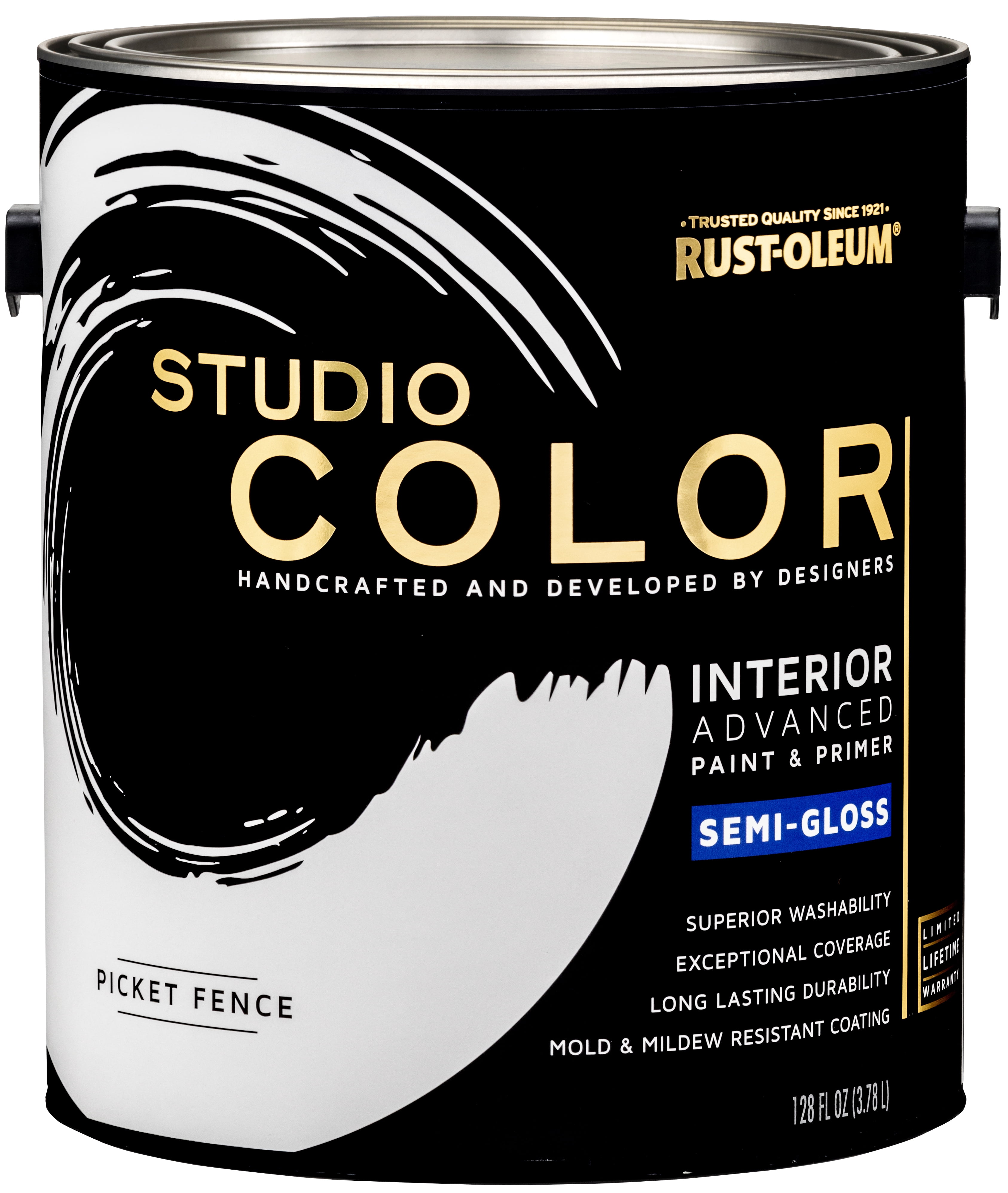 Picket Fence, Rust-Oleum Studio Color Interior Paint + Primer, Semi-Gloss Finish, 2-Pack