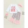 thumbnail image 2 of Kiapeise Newborn Baby Girls Valentine´s Day Outfits Crewneck Sweatshirt Tops Heart Flared Pants Headband Set 0-3Y, 2 of 9