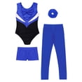 thumbnail image 6 of YiZYiF Kids Girls Sleeveless Gymnastics Leotards Training Bodysuit with Shorts Leggings And Headband Blue 14, 6 of 7