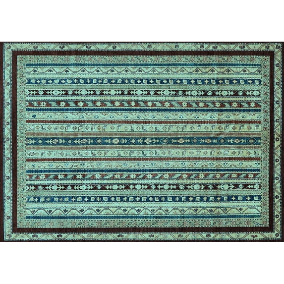 Ahgly Company Indoor Rectangle Abstract Light Blue Modern Area Rugs, 5' x 8'