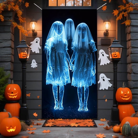 HOZVOMI Halloween Door Cover Decoration for Festive Seasonal Celebration, Perfect for Halloween Parties and Winter Decor, Easy to Install Tapestry for Indoor or Outdoor Use