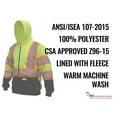 thumbnail image 2 of New York Hi-Viz Workwear HX7012 Men's ANSI Class 3 High Visibility Class 3 Sweatshirt, Full Zip Hooded, Lightweight, Black Bottom with X pattern(2XL, Lime), 2 of 4