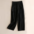 thumbnail image 2 of Outfmvch Flowy Pants for Women Wide Leg Linen Pants Vintage Baggy Beach Trousers Flowy Wide Leg Drawstring High Waist Baggy Linen Wide Leg Drawstring Pants Women Pedal Pushers for Women Black S-2XL, 2 of 3