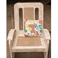 thumbnail image 2 of Carolines Treasures CJ2001-PW-Parent Letter Retro Teal Orange Musical Instruments Initial Canvas Fabric Decorative, 2 of 2