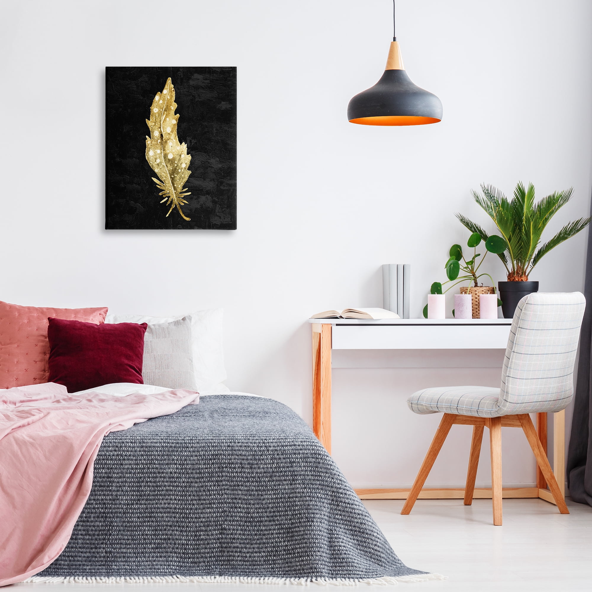 Feather On Black Canvas Wall Art, design by Kim Allen