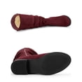 thumbnail image 2 of BLISSFUL STEP Women's Slouch Knee High Boots Round Toe Low Block Heel Faux Suede Boots Burgundy 11, 2 of 7