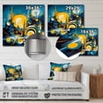 thumbnail image 4 of Designart "Fluid Stone Blue and Yellow II" Abstract Marble Metal Wall Decor, 4 of 5