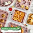 thumbnail image 4 of HONGBAKE Bakeware Sets, Baking Pans Set, Nonstick Oven Pan for Kitchen with Wider Grips, 10-Piece Including Rack, Cookie Sheet, Cake Pans, Loaf Pan, Muffin Pan, Pizza Pan - Pink, 4 of 8