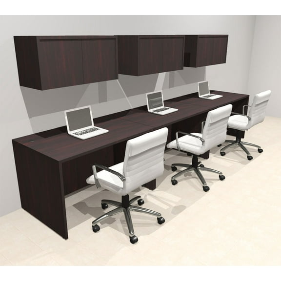 Three Person Modern No Panel Office Workstation Desk Set, #OT-SUS-SPN33