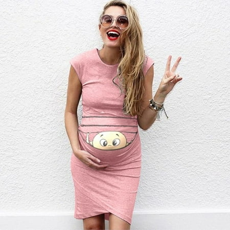 

Women Print Pregnant Maternity Maternity Props Casual Mini Dresses