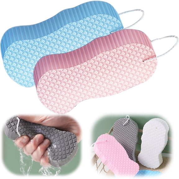 Magic Exfoliating Bath Sponge | 2026 New Super Soft 3D Body Scrubber, Skin Friendly Reusable Shower Brush for All Skin Types
