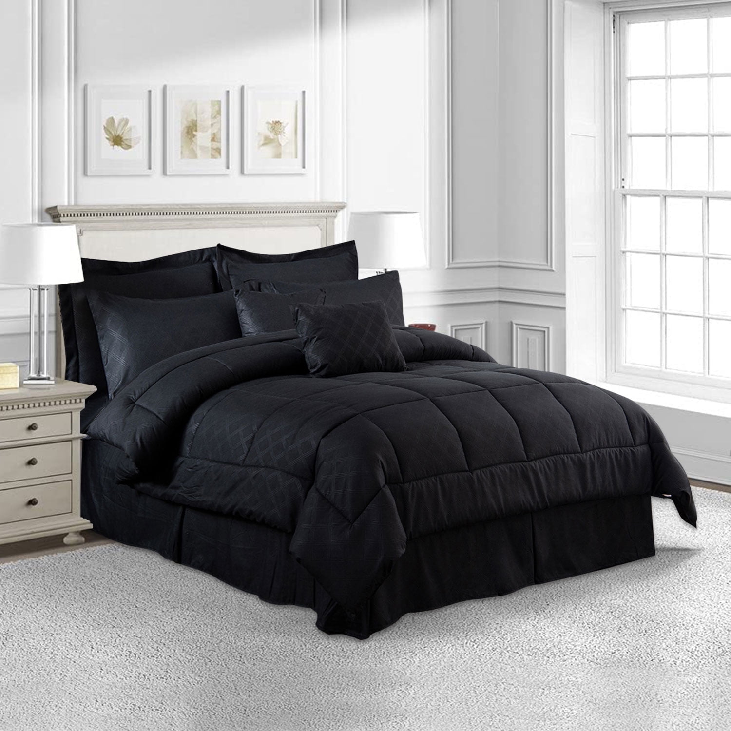 Plush Luxury Sol Details about   MERRY HOME 10 Piece Comforter Set Bed-in-A-Bag with Sheet Set 