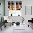 thumbnail image 4 of Fall Pumpkins Kitchen Curtains Small Short 39 Inch Length, Thanksgiving Autumn Grey Plaid Lattice Grommet Top Bedroom Living Room Curtains, Light Filtering Cafe Curtain Drapes 2 Panels Set 55''x39'', 4 of 9