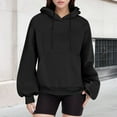 thumbnail image 3 of VISALY Hoodies Pullover Cotton Sweaters Womens Oversized Loose Fleece Sweatshirts Fall Pullover Sweaters Teen Girls Preppy Top Clothes Half Zip Pullover Women Women's Pullovers Dressy Sweaters Black L, 3 of 3