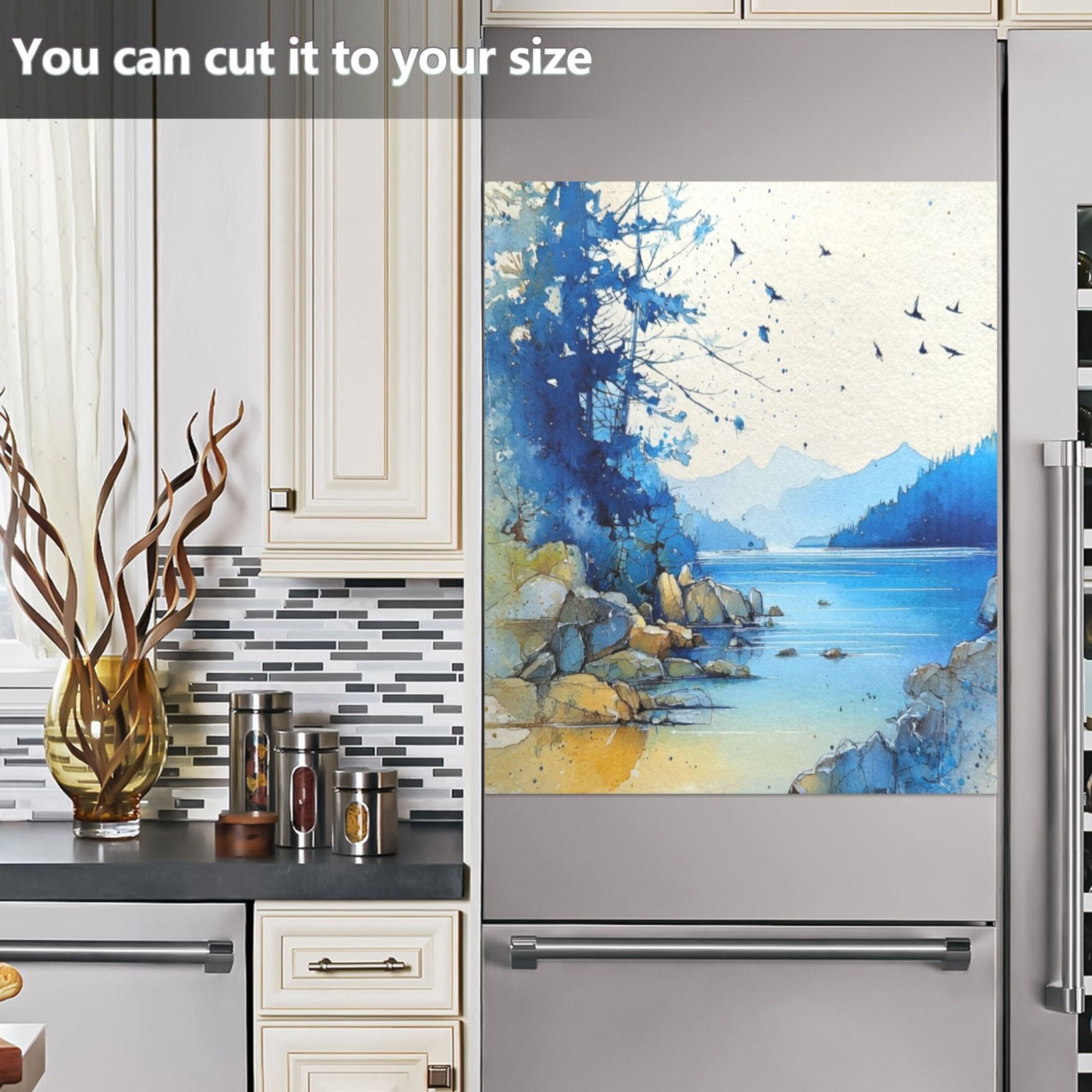 Dishwasher Magnetic Sticker 23x26 Inch Refrigerator Magnetic Sticker Washing Machine Magnetic Sticker Kitchen Panel Magnetic Sticker Home Decor Watercolor Blue Sky