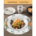 thumbnail image 3 of 13 Inch Round Placemats Set of 6, Fall Pumpkin Non Slip Heat Insulation PP Table Mats, Orange Green White Thanksgiving Leaf Plaid Washable Place Mats for Kitchen Dining Party Table Decor, 3 of 7