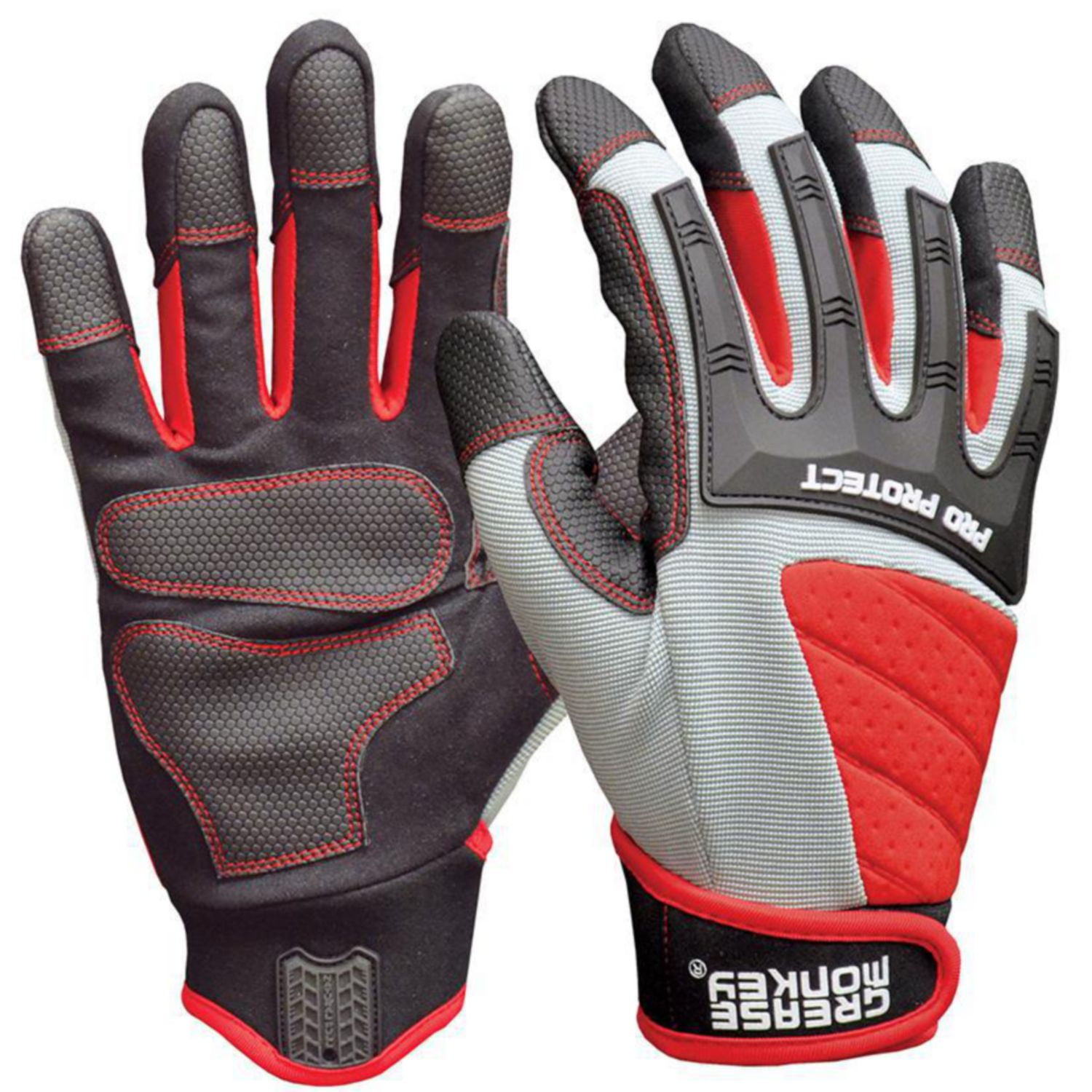Grease Monkey Pro Protect Touch Mechanic Gloves, XLarge Reinforced fingertips, palms and