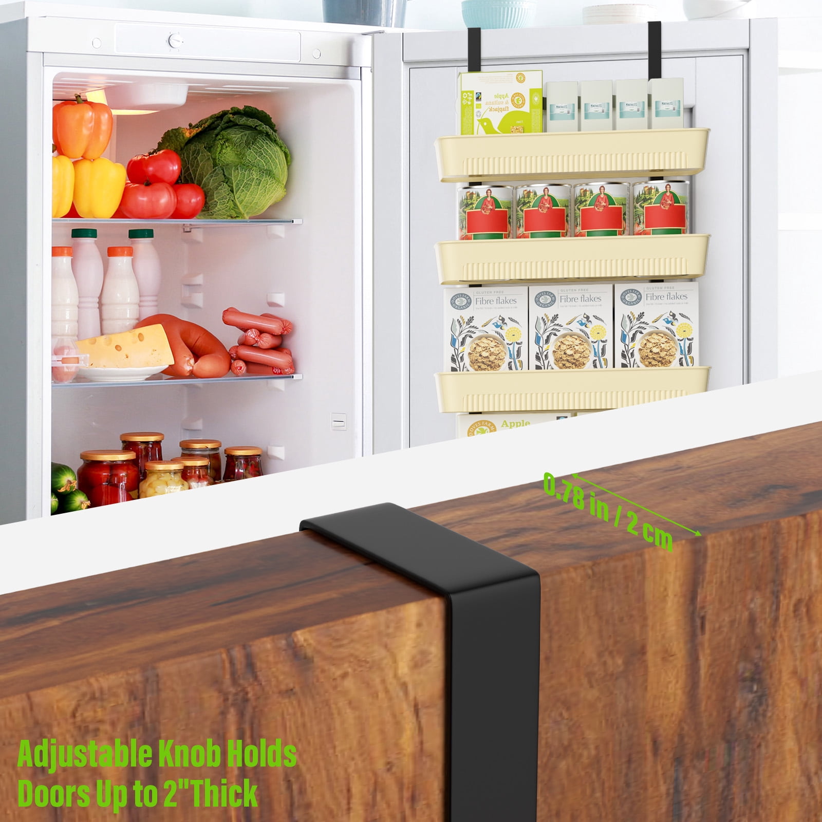 Over The Door Organizer with 8 Storage Baskets, Wall Hanging Door Storage Rack for Kitchen Pantry