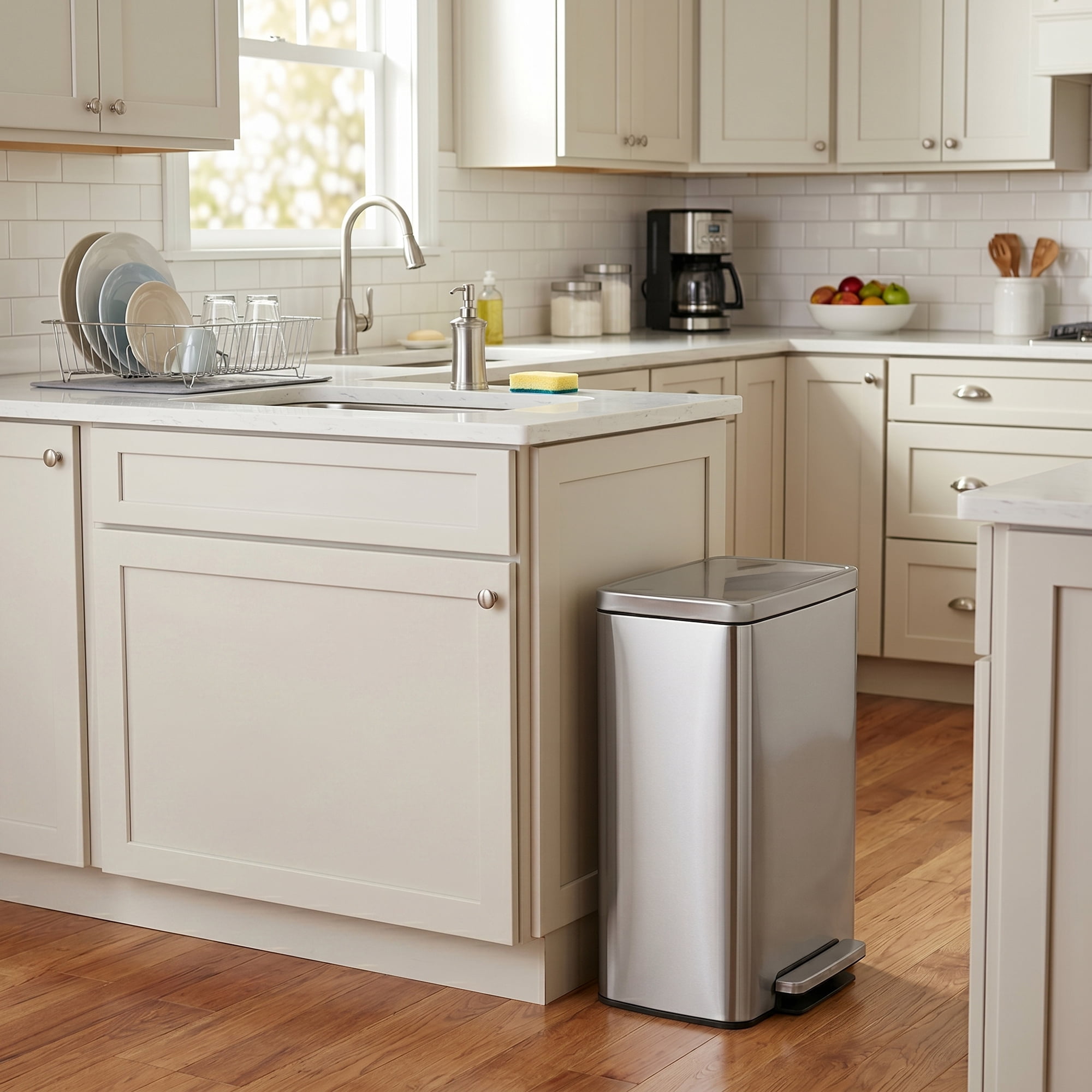 Innovaze 13 Gallon/50 Liter Rectangular Stainless Steel Step-on Trash Can for Kitchen