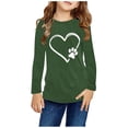 thumbnail image 2 of MeetoTime Girls Long Sleeve Tops Spring Fall Crewneck Heart Printed Dressy Tunic Tops Children's Pullover Undershirt, 2 of 5