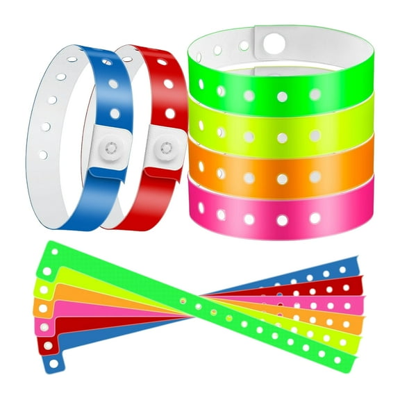 48 Pcs Vinyl Plastic Wristbands for Events Concerts Nightclubs Carnivals Disposable Wristband Multicolor