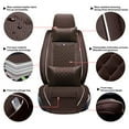 thumbnail image 5 of Leadwolf Front Car Seat Covers Leather for Chevrolet for Camaro 2015-Present 2 Seats Airbag Compatible Waterproof Front Set Cushion Protector 2PCs with Headrest Coffee, 5 of 8