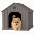 thumbnail image 2 of Dog House Outdoor Indoor for Medium Large Dogs, Durable Plastic Waterproof Doghouse with Air Vents and Elevated Floor, Easy Clean and Assemble (Grey, 26.18''L × 24.02''W × 25.98''H), 2 of 16