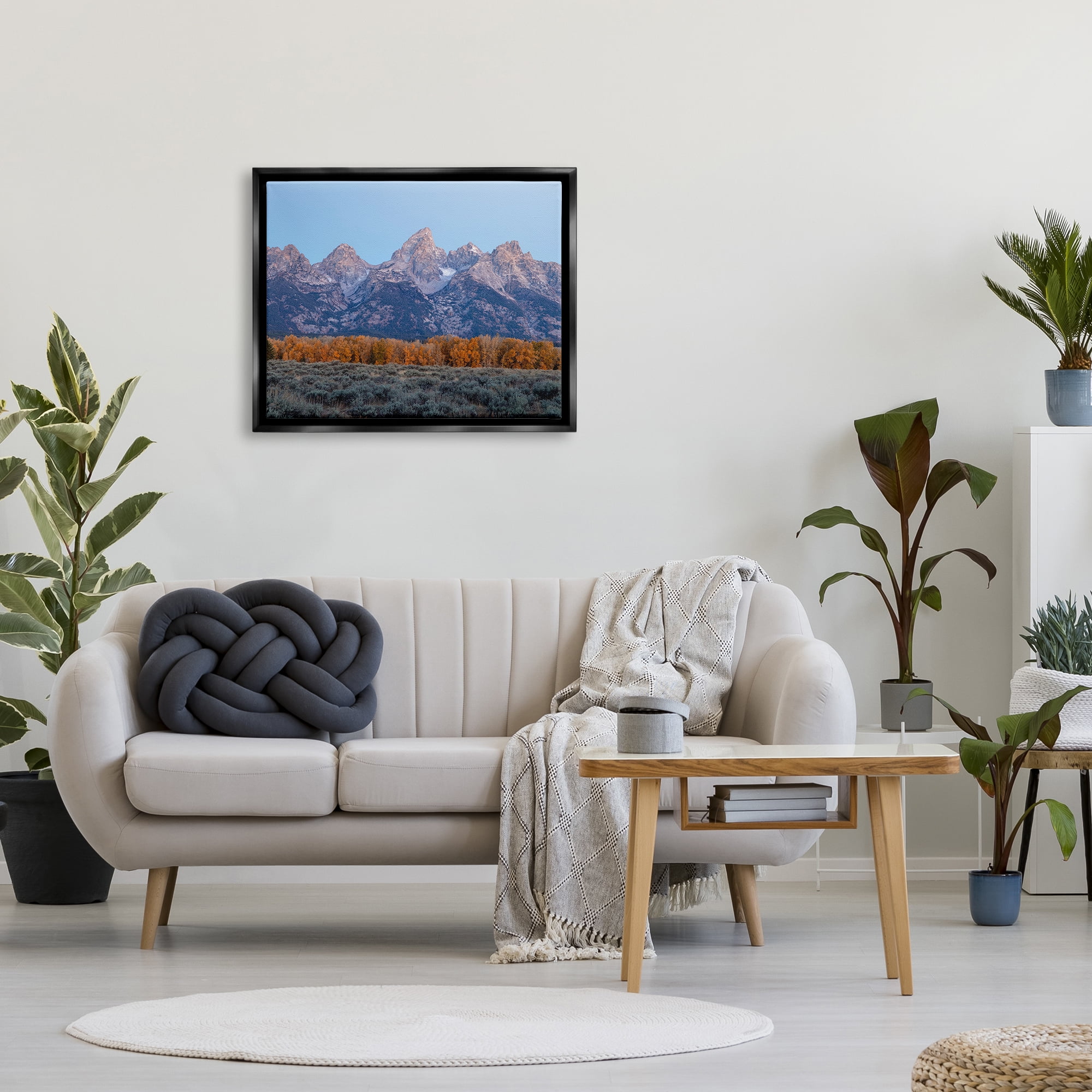 Stupell Industries Mountain Peaks Scenery Landscape Photography Black Floater Framed Canvas Art Print Wall Art, 31 x 25