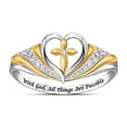thumbnail image 1 of Anillo con microincrustaciones en forma de corazón europeo y americano con Dios anillo bicolor para mujer, 1 of 5