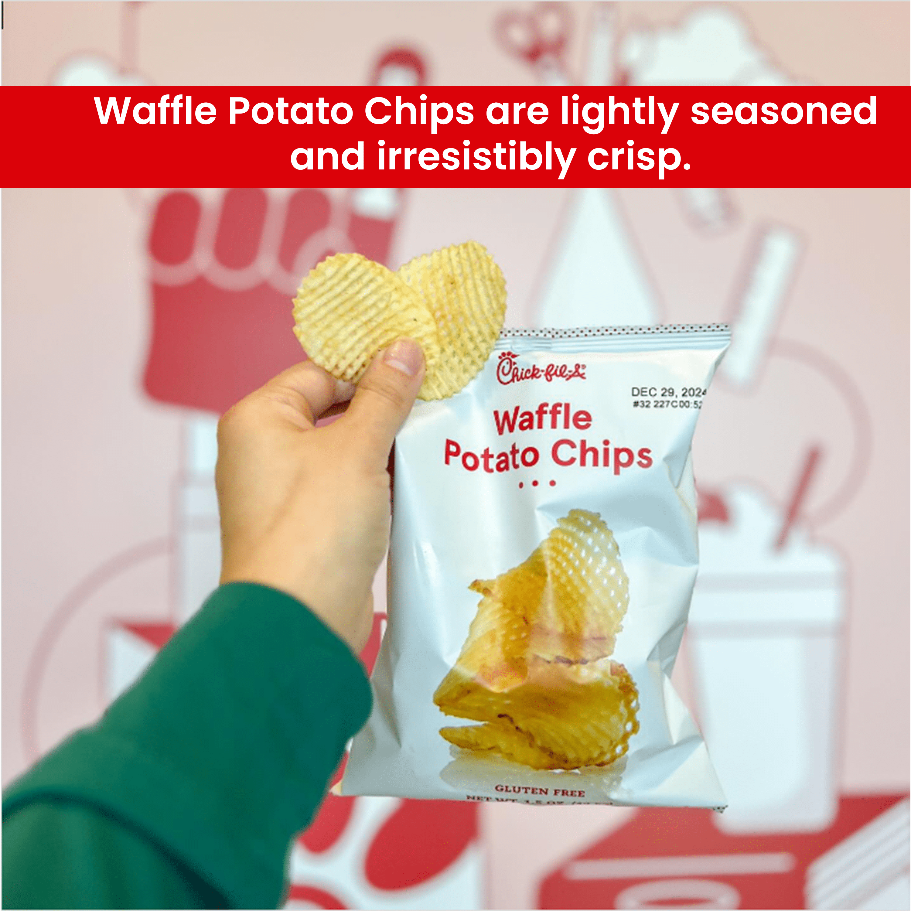 Chick-fil-A Waffle Potato Chips, 3-Pack, 1.5oz Each, Gluten-Free, Crunchy Snacks