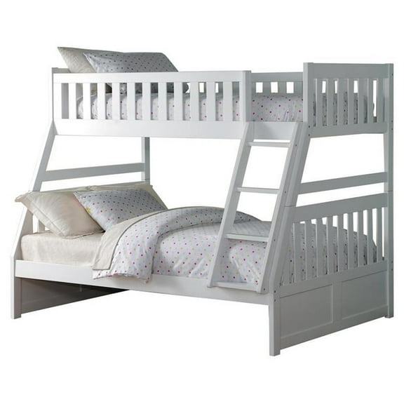 Lexicon Galen Transitional Wood Twin over Full Bunk Bed in White