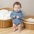 thumbnail image 2 of DHFJKG Infants Baby Boys Girls Bodysuits Solid Color Hooded Pocket Long Sleeve Romper For Newborn Baby Toddler Cozy One-Piece, 2 of 3