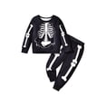 thumbnail image 1 of FOCUSNORM Little Boy Halloween Outfit Skeleton Print Long Sleeve Sweatshirt Elastic Waist Pants 2Pcs Set for Fall Winter, 1 of 9