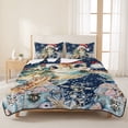 thumbnail image 3 of Quilts Full Size Bedding Set, Christmas Sea Turtle Lightweight Quilted Comforter, Winter Snowflakes Coastal Navy Blue Soft Reversible Bedspread Coverlet with Pillow Covers for All Season, 78" x 90", 3 of 9